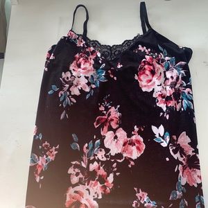 Lace/ velvet black tank